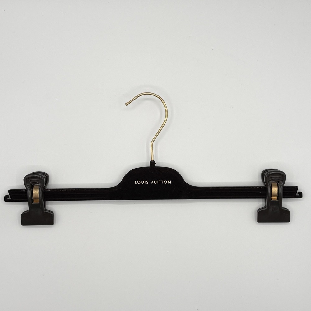 Louis Vuitton Clothes Hanger Clip Black Velvet Pants Skirt Gold Hook